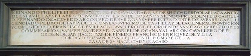 Inscripción en la Plaza Mayor de Madrid (Casa de la Panadería)