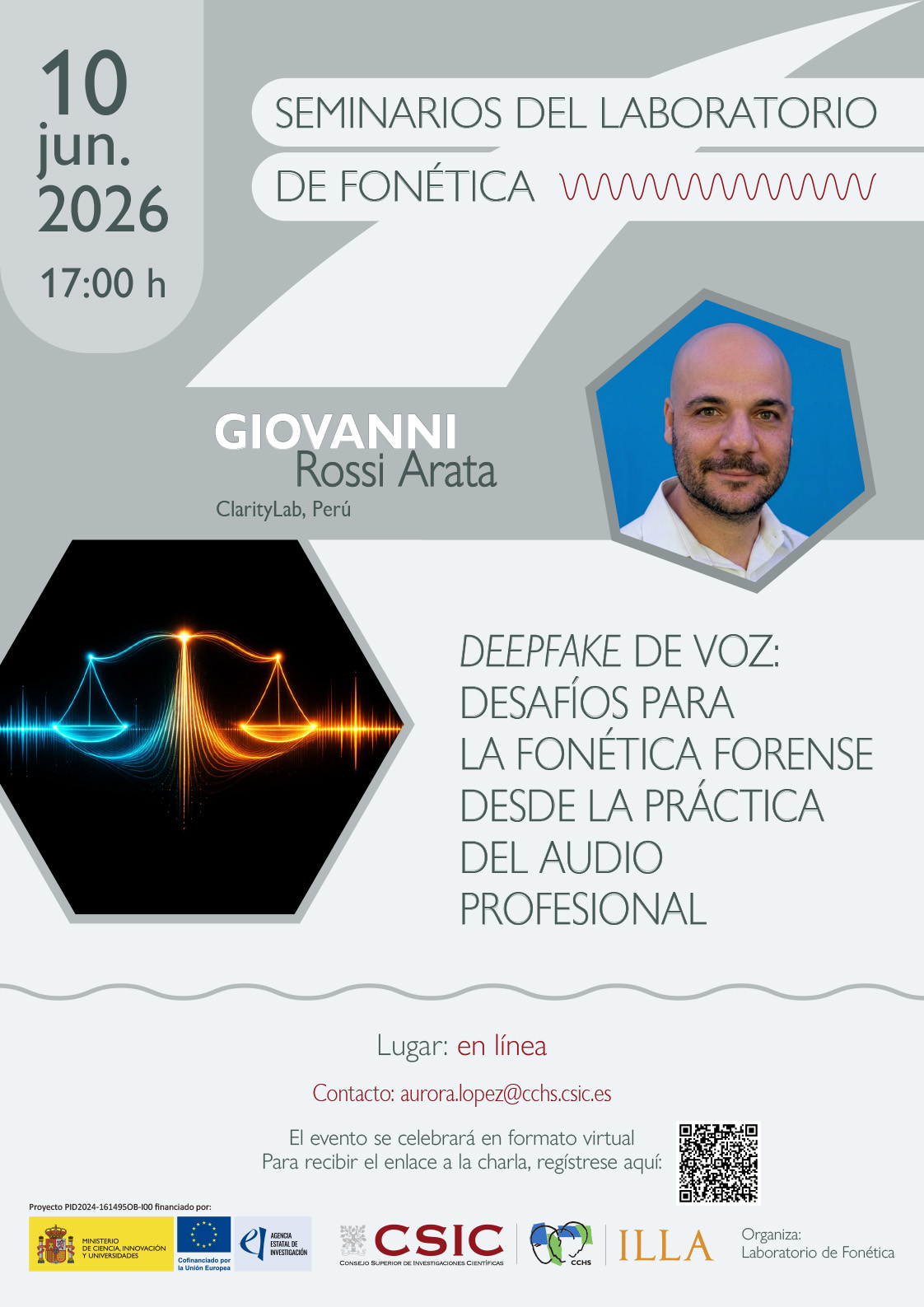 Seminarios del Laboratorio de Fonética: "Deepfake de voz: desafíos para la fonética forense desde la práctica del audio profesional"