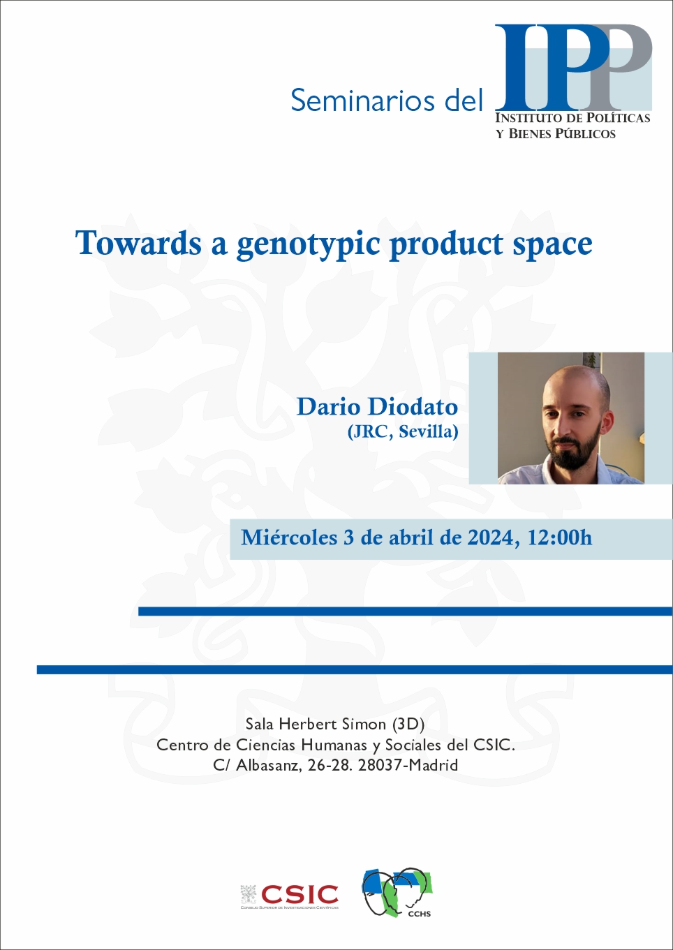 Seminarios del IPP: "Towards a genotypic product space"