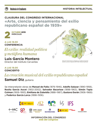 Conferencia de clausura del Congreso "Arte, ciencia y pensamiento del exilio republicano español de 1939": El exilio: realidad política y metáfora humana