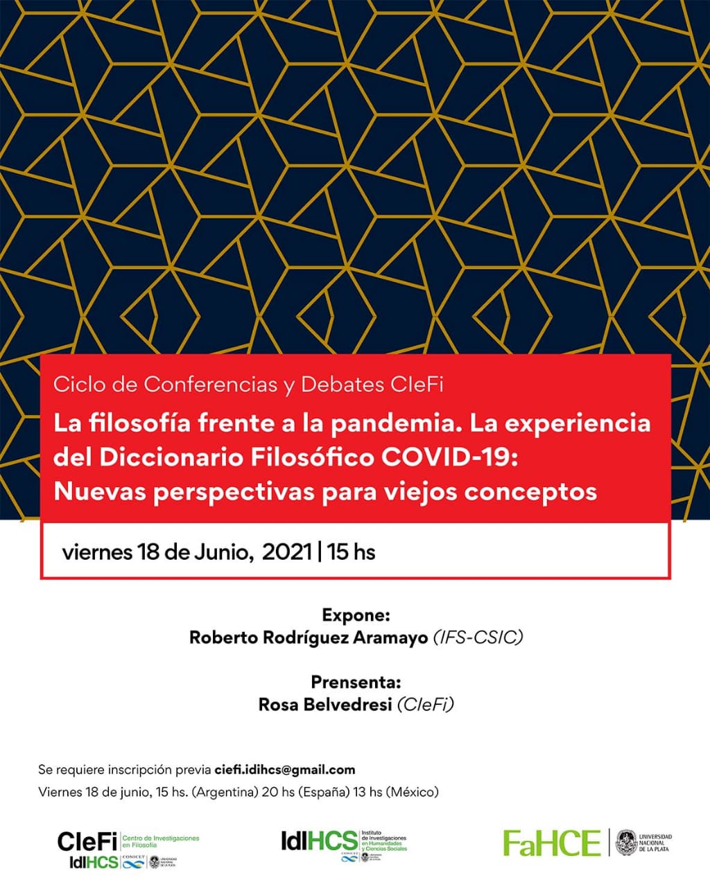 Debate "La filosofía frente a la pandemia. La experiencia del diccionario filosófico COVID-19: nuevas perspectivas para viejos conceptos"