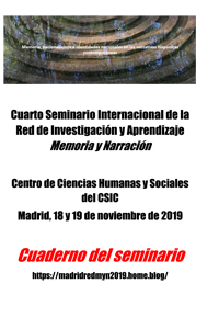 Seminario Internacional "Memoria, nacionalismos e identidades nacionales en las narrativas hispánicas contemporáneas"