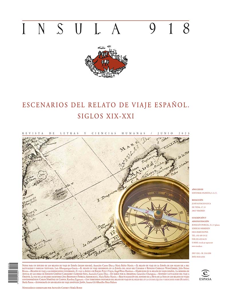 Disponible un nuevo número de la revista "Ínsula" con el monográfico «Cartocronografía de los relatos de viaje españoles contemporáneos (siglos xix y xx)»