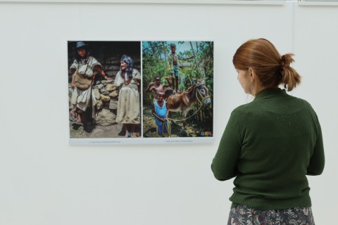 Una persona interesada en la exposición