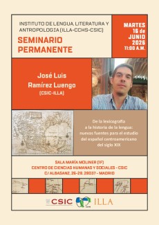 Seminario permanente del ILLA: "De la Lexicografía  a la Historia de la Lengua: Nuevas Fuentes para el Estudio del Español Centroamericano del Siglo XIX"