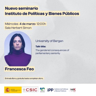 Seminario de Francesca Feo en el Instituto de Políticas y Bienes Públicos del CSIC