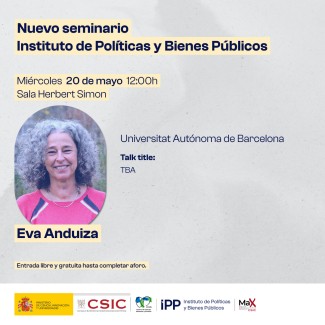 Seminario de Eva Anduiza en el Instituto de Políticas y Bienes Públicos del CSIC