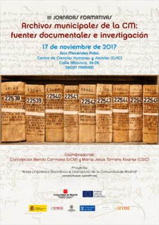 III Jornadas Formativas: "Archivos municipales de la CM: fuentes documentales e investigación"