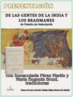 Presentación de la edición bilingüe del libro «De las gentes de la India y los Brahmanes», de Paladio de Helenópolis