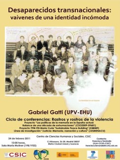 Ciclo de conferencias Rastros y rostros de la violencia: "Desaparecidos transnacionales: vaivenes de una identidad incómoda "